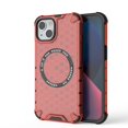 thumbnail image 1 of 2-in-1 Magnetic Phone Case for iPhone 15, [Anti-fall] [Compatible with MagSafe] Shockproof Translucent Honeycomb Pattern Back Ultra Slim Protective Case for iPhone 15,Red, 1 of 11