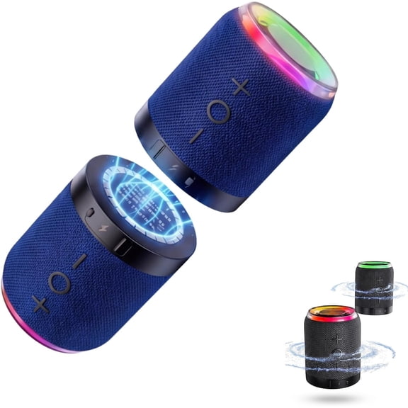 2-in-1 Magnetic Splittable Bluetooth Speaker, 10W Portable Wireless Dual Stereo Sound, Magnetic Detachable Speaker with RGB Light & TF Card Slot, IPX5 Waterproof for Home, Outdoor, Travel (Blue)