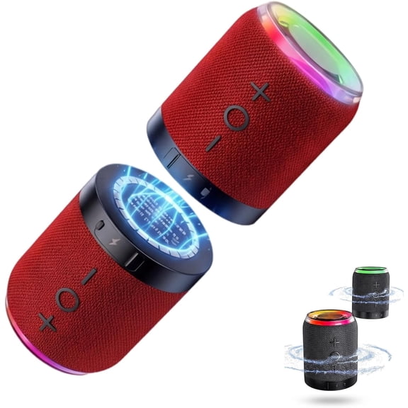 2-in-1 Magnetic Splittable Bluetooth Speaker, 10W Portable Wireless Dual Stereo Sound, Magnetic Detachable Speaker with RGB Light & TF Card Slot, IPX5 Waterproof for Home, Outdoor, Travel (Blue)