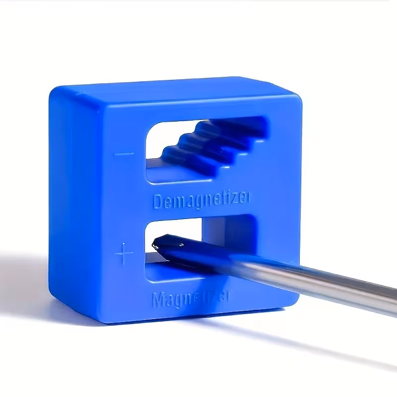 2-in-1 Magnetizer and Demagnetizer for Screwdrivers, Blue ABS Portable Magnetic Tool with + and - Slots, Quick Magnetization and Demagnetization for Screws and Small Metal Parts