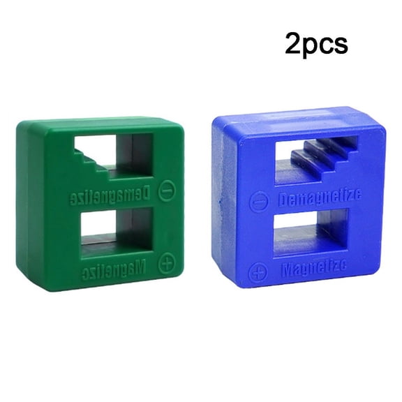 2-in-1 Magnetizer and Demagnetizer Tool for Screwdriver Tips and Steel Tools, Plastic Handheld Device, 53 x 50 x 29 mm, 2-Pack