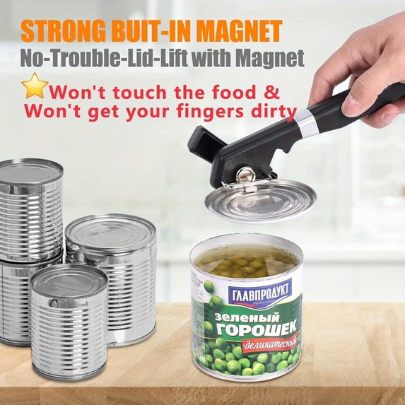 2-in-1 Manual Can & Bottle Opener with Lid Lift, Large Non-Slip Rubber ...