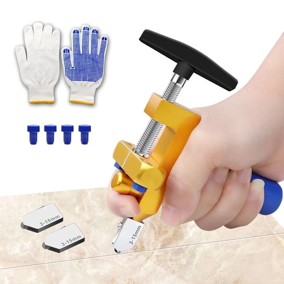 2-in-1 Manual Tile Cutter Tool with Breaking Pliers,Glass Tile Cuttter with 3-15 mm 3 Tungsten Steel Blade for Home DIY Cutting Glass, Mirror, Ceramic Tile, Glazed Tiles