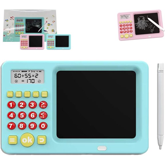 2-in-1 Math Learning Handwriting Tablet,Handwriting Practice & Interactive Games, Interactive Electronic Math Game, Learning Games Digital Calculator with Display