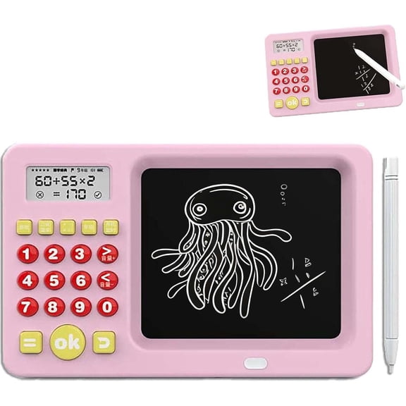 2-in-1 Math Learning Tablet - Handwriting Practice & Interactive Games, Interactive Electronic Math Game, Learning Games Digital Calculator with Display for Kids