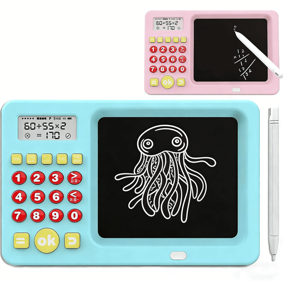 2-in-1 Math Learning Tablet - Handwriting Practice & Interactive Games, Interactive Electronic Math Game, Learning Games Digital Calculator with Display for Kids