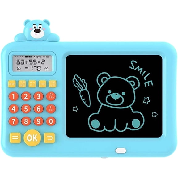 2 in 1 Math Learning Tablet & LCD Writing Pad, Electronic Oral Arithmetic Trainer with 10000+ Questions, for Kids 4-10(Blue)
