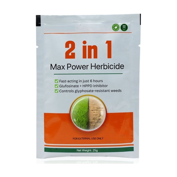 2 in 1 Max Power Herbicide Fast Acting Formula for Targeted Weed Control with Glufosinate and HPPD Inhibitor for Outdoor Use 25g