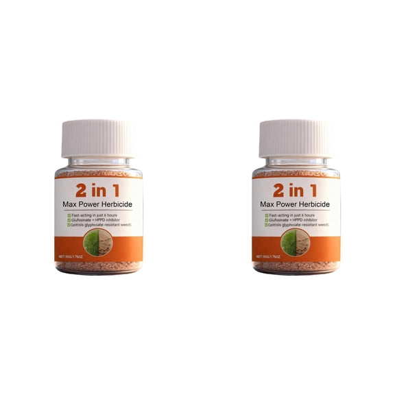 2 in 1 Max Power Herbicide Fast Acting Glufosinate HPPD Inhibitor Formula Kills Glyphosate Resistant Weeds Down to The Roots(50G 2PCS)