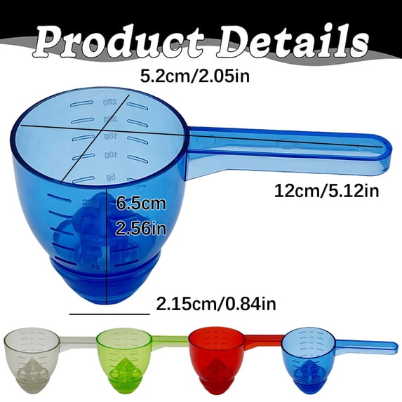 2-in-1 Measuring Spoon and Funnel, Multipurpose Washing Powder Measuring Scoop with Funnel Top, Plastic Measuring Funnel for Coffee Protein Powder Liquids, Clear