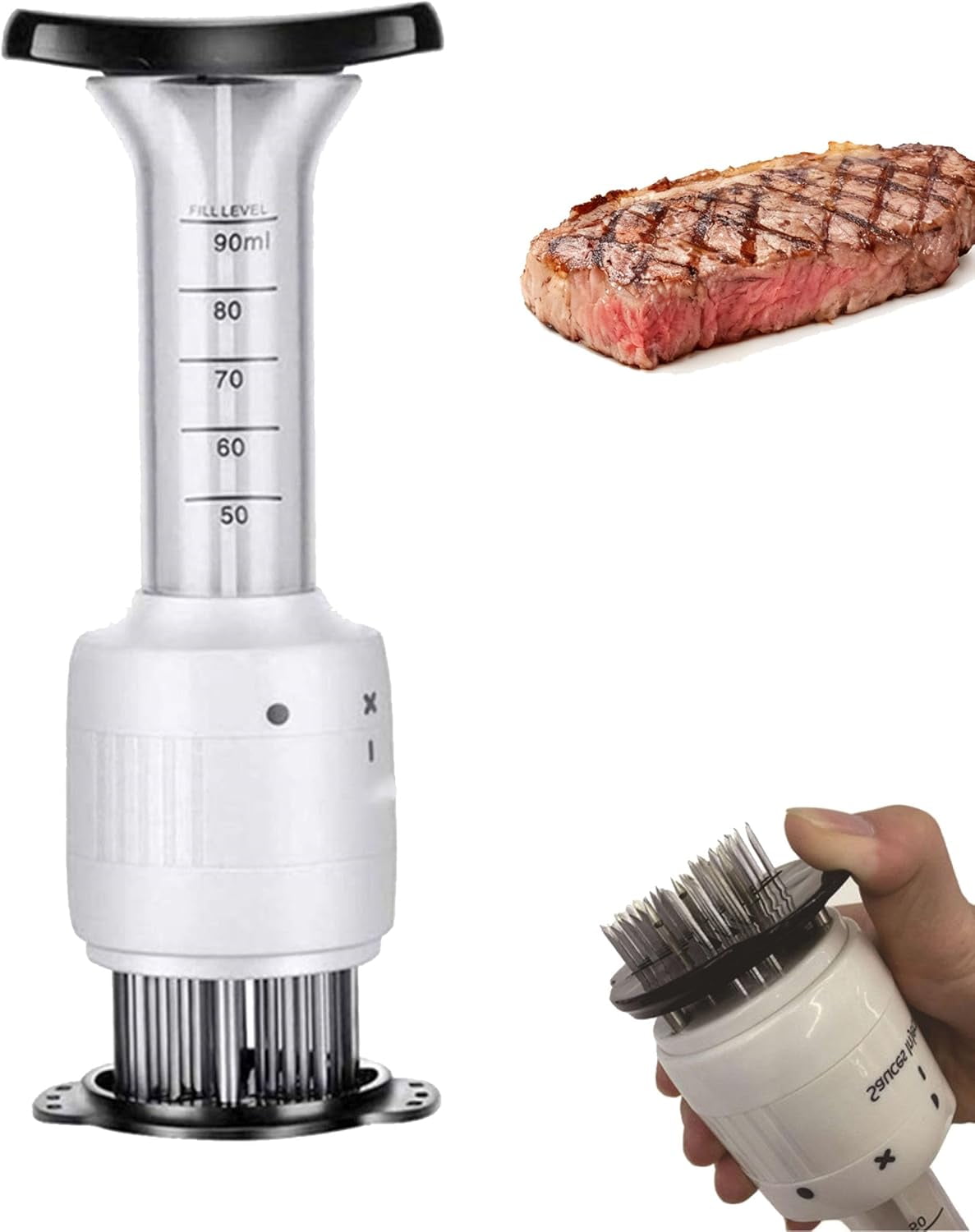 2-in-1 Meat Marinade Injector and Tenderizer Tool, Stainless Steel ...