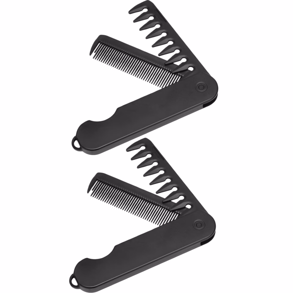 2-in-1 Men Folding Comb Back Comb Oil Comb Wide Tooth Texturizing Styling Comb Foldable Portable Travel Comb for Hair Grooming