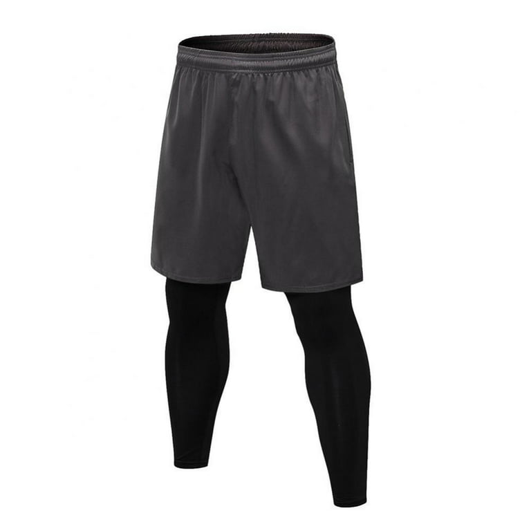 2 in 1 Men's Active Running Shorts, Basketball Tights Pants