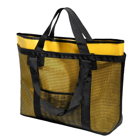 2-in-1 Mesh Beach Bag Large Pool Handbags Lightweight Waterproof Women Mesh Tote for Swimming Pool Travel Work
