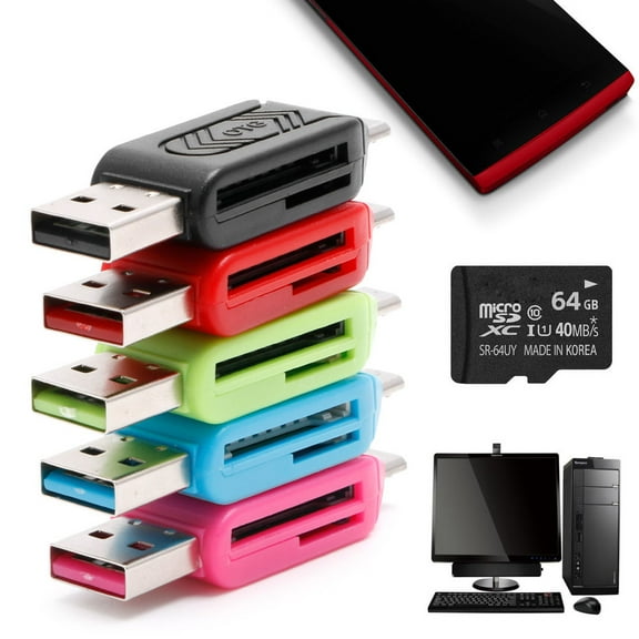 2 in 1 Micro USB Adapter USB2.0 SD TF Memory Card Reader For Memory Stick