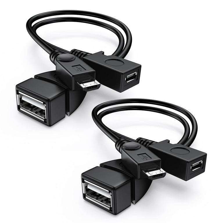 2 in 1 Micro USB OTG Adapter with Power Compatible with Fire Stick and Host Devices Set of 2 Black Samsung Galaxy S II III IV HTC Nexus 7