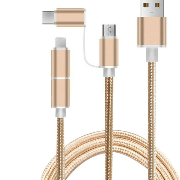 2 in 1 Micro USB Type-C Data Cable Woven Nylon Fast Charging Cable for Type-C for Android Line Cord Wire