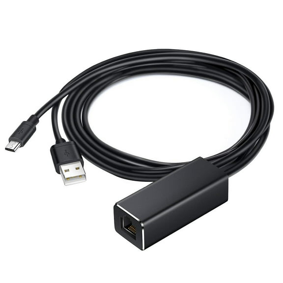 2 in 1 Micro USB/USB to RJ45 Ethernet Adapter Cable for Chromecast Fire TV Stick,Black