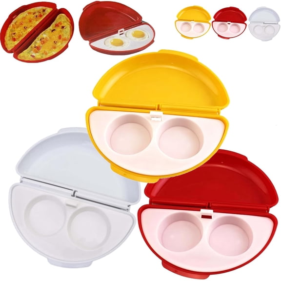 2-in-1 Microwave Omelet & Egg Cooker, 2-in-1 Omelet Maker & Egg Cup Cooker, 2027 New Dual Cavity Microwave Omelet Maker, 2 Piece Egg Cooker Set