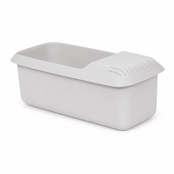 2-in-1 Microwave Pasta Cooker & Storage Container with Built-in Strainer Lid, BPA-Free Vegetable & Fruit Colander Box, Space-Saving Kitchen Gadget for Spaghetti and Produce, Cloud White