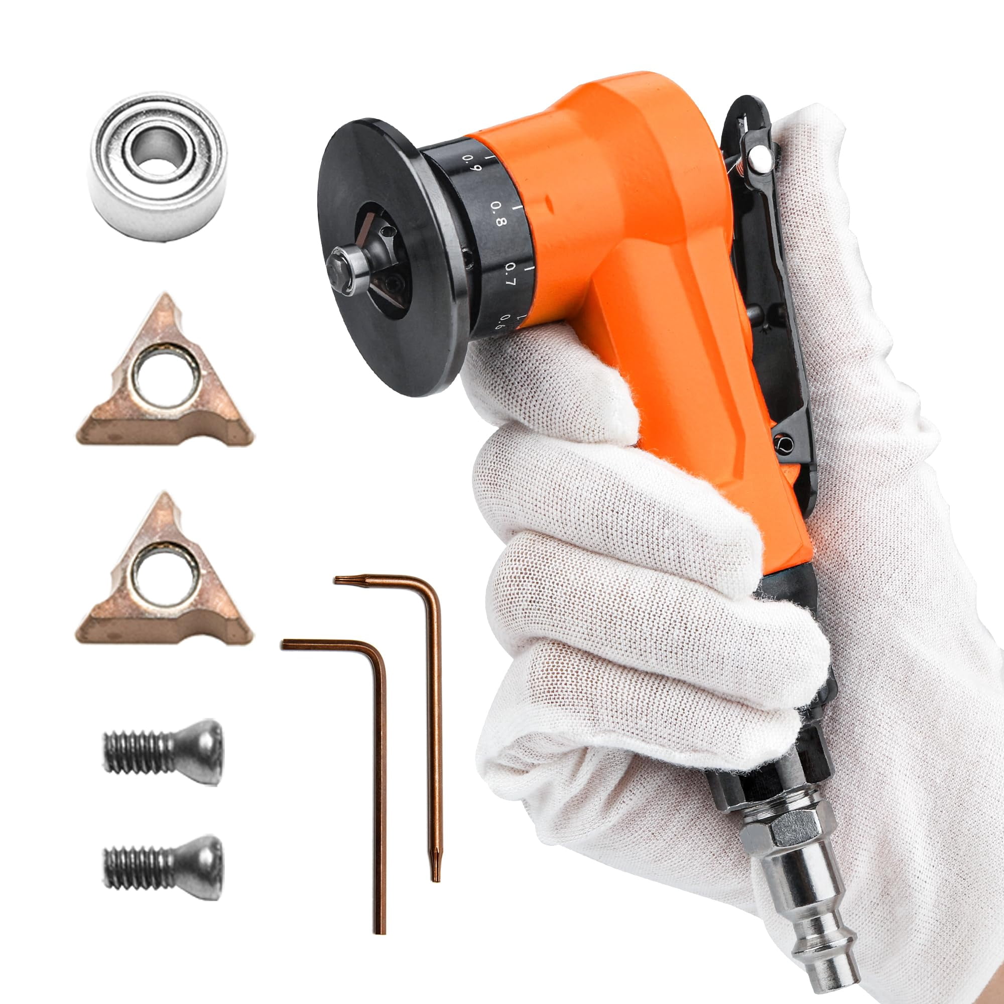 2-in-1 Mini Air Chamfer Tool for Chamfering and Round Cornor on Metal, Arc Corner 45 Degree Pneumatic Beveling Trimming Deburring Machine C80