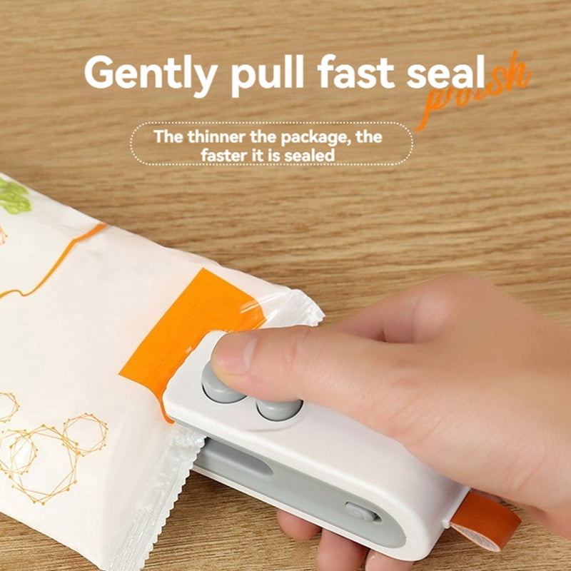 Mini Bag Sealer & Cutter - USB Rechargeable Food Saver For Snacks & Chips (White)
