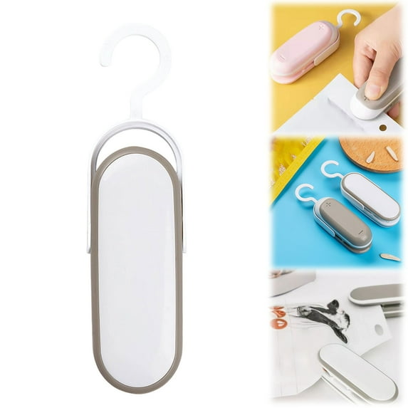 2-in-1 Mini Bag Sealer with Cutter & Hook, Handheld Portable Heat Sealer for Chips, Snacks, Plastic Bags