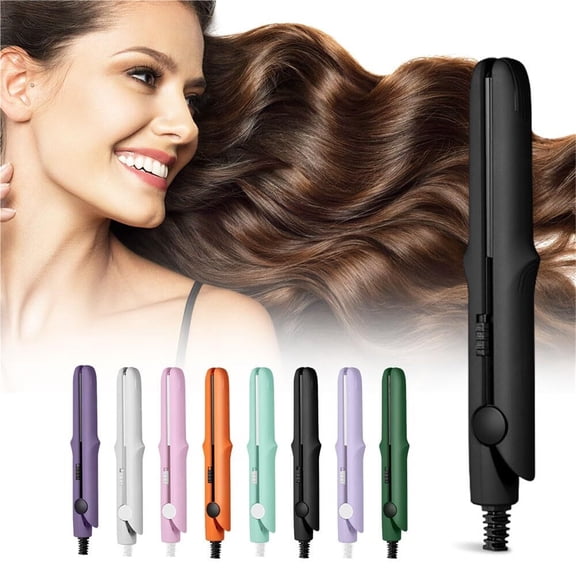 2 in 1 Mini Curling Iron & Flat Iron | Portable Travel Hair Tool | Curling Wand & Straightener for Short Hair & All Types