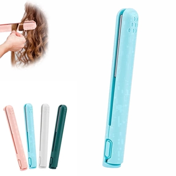2-in-1 Mini Curling Iron for Short Hair | Ceramic-Coated Dual Function Styling Tool - All Hair Types, Fast Heating.