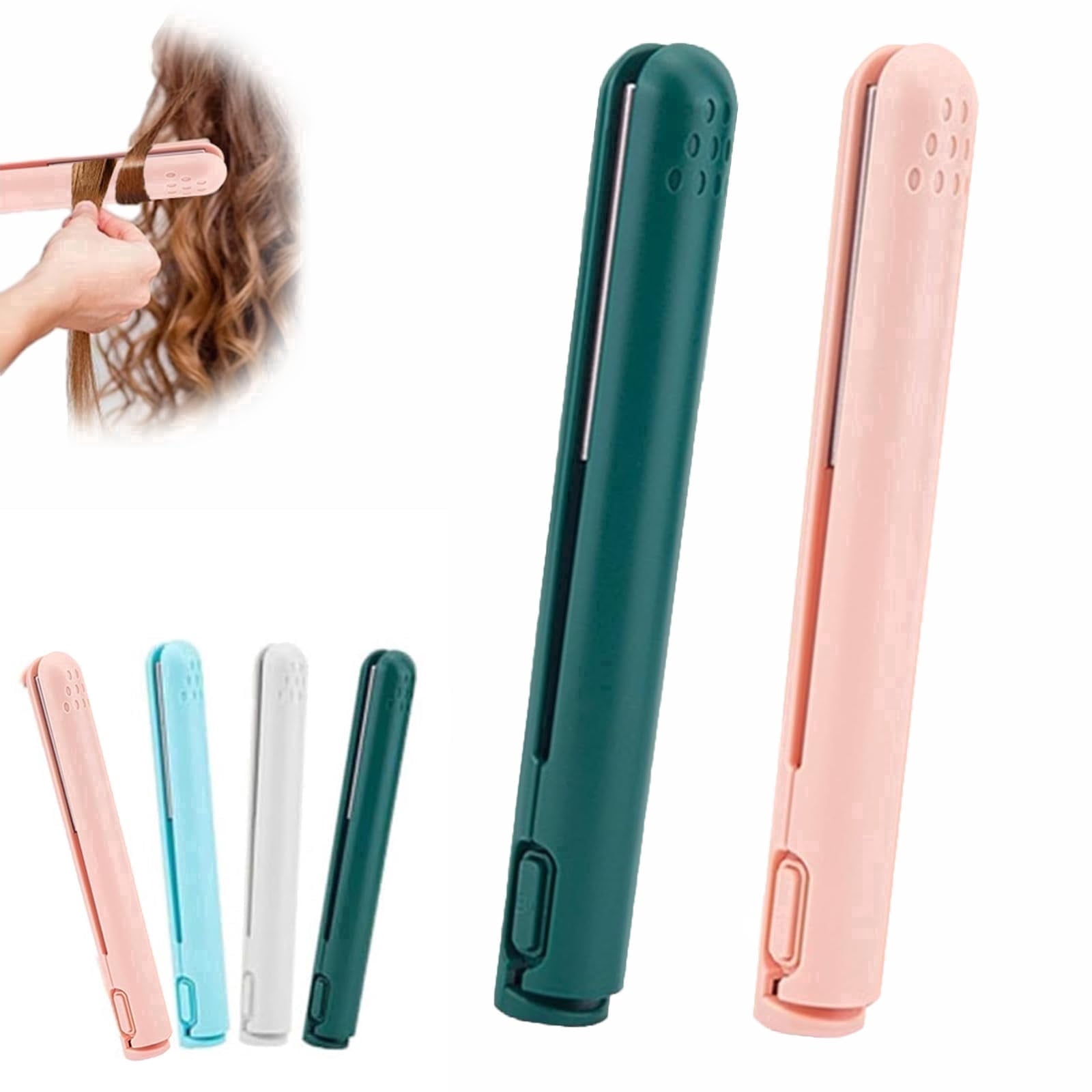 2-in-1 Mini Curling Iron for Short Hair | Ceramic-Coated Dual Function Styling Tool - All Hair Types, Fast Heating.
