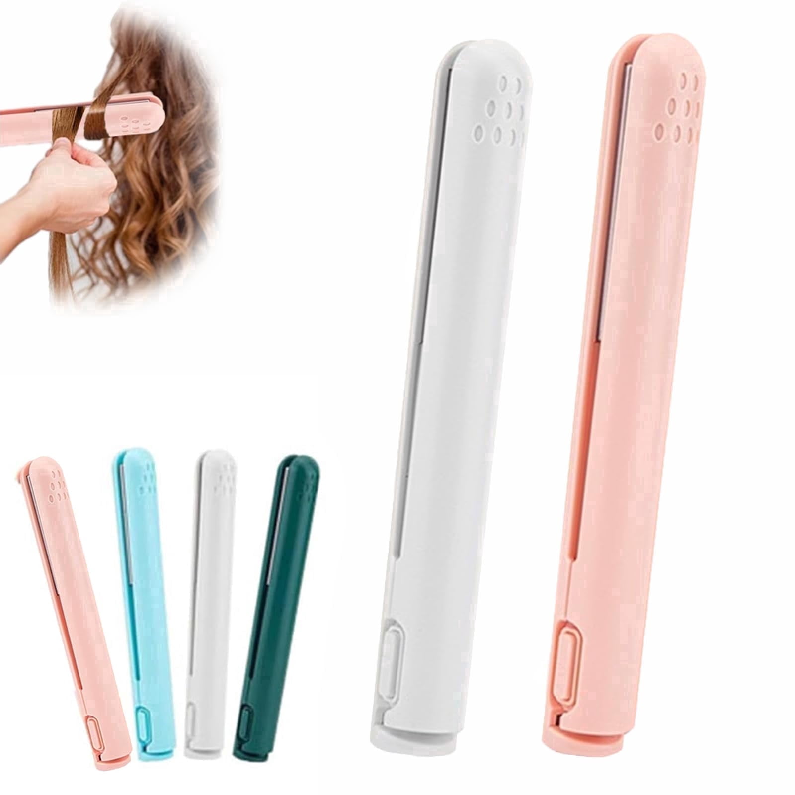 2-in-1 Mini Curling Iron for Short Hair | Ceramic-Coated Dual Function Styling Tool - All Hair Types, Fast Heating.