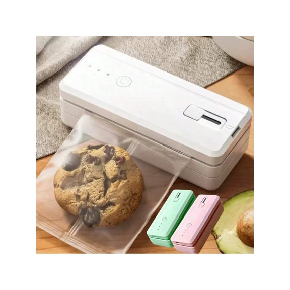 2-in-1 Mini Portable Sealing Machine, USB Rechargeable Food Packaging Sealer for Snacks, Kitchen Appliance with Adjustable Heat Settings White
