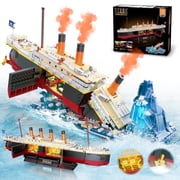2 in 1 Mini Ship Building Block 1883 PCS with Glacier Display Stand Toy Gift for Adults Teens Kids Aged 10+