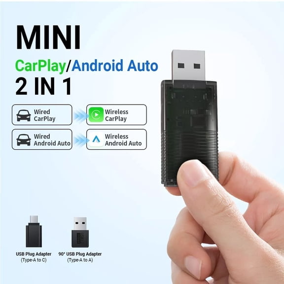 2 in 1 Mini Wireless Apple CarPlay/Android Auto Adapter Dongle USB Plug&Play *US