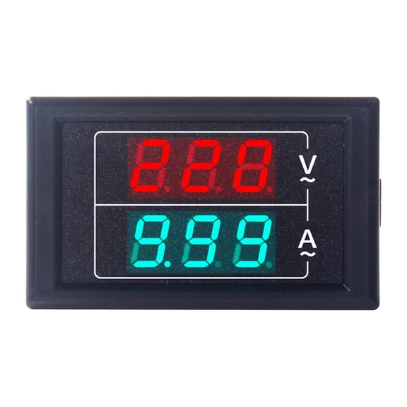 2 in 1 Monitors Tester Ampere Voltmeter Detector Digital Display Voltages Current Meter Panel with Connection Wire