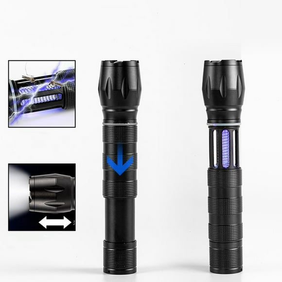 2-in-1 Mosquito Zapper Flashlight | Strong Light Outdoor Camping Lamp | Aluminum Alloy | Portable Strobe Emergency Torch | Adjustable Brightness | Black | 3 AAA | 18cm | 1pc