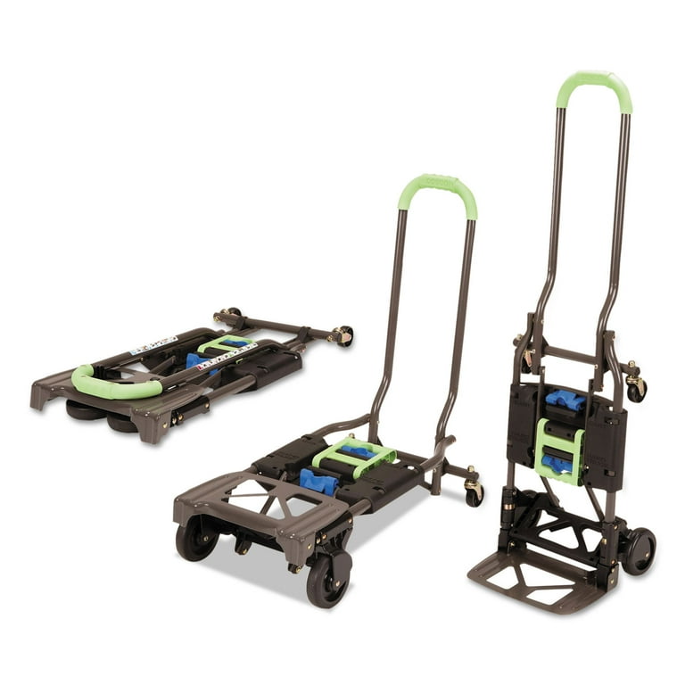 2-in-1 Multi-Position Hand Truck and Cart, 300 lbs, 16.63 x 12.75 x 49.25, Black/Blue/Green 2-in-1 Multi-Position Hand Truck and Cart, 300 lbs, 16.63 x 12.75 x 49.25, Black/Blue/Green