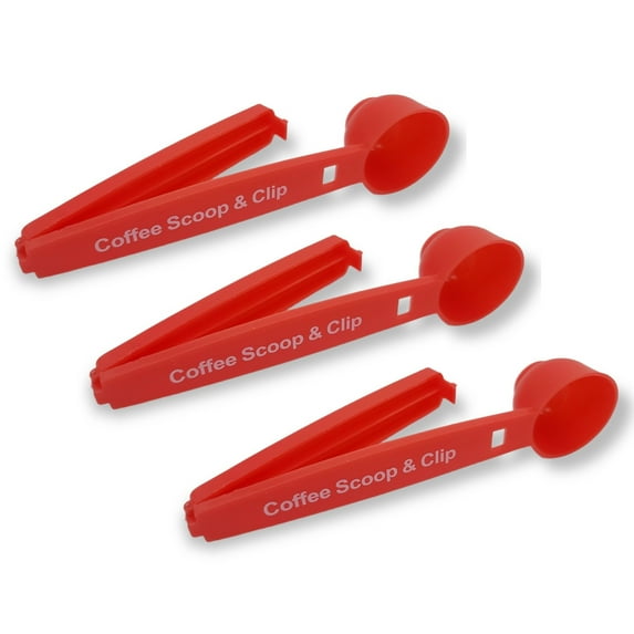 2-in-1 Multifunction Tablespoon Coffee Ground Measuring Scoop with Bag Sealing Clip 3 Pack