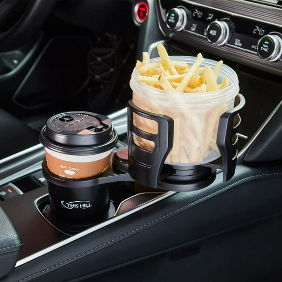 2 in 1 Multifunctional Car Cup Holder Expander with Adjustable Base, Cup Holder Extender for Car for Bottles Cups Drinks Snack
