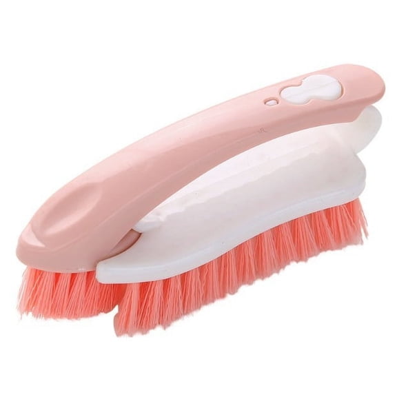 2-in-1 Multifunctional Laundry & Shoe Cleaning Brush | Soft Nylon Bristles | Household Clothes & Shoe Scrubber | 17cm Plastic Handle | Carded Packaging