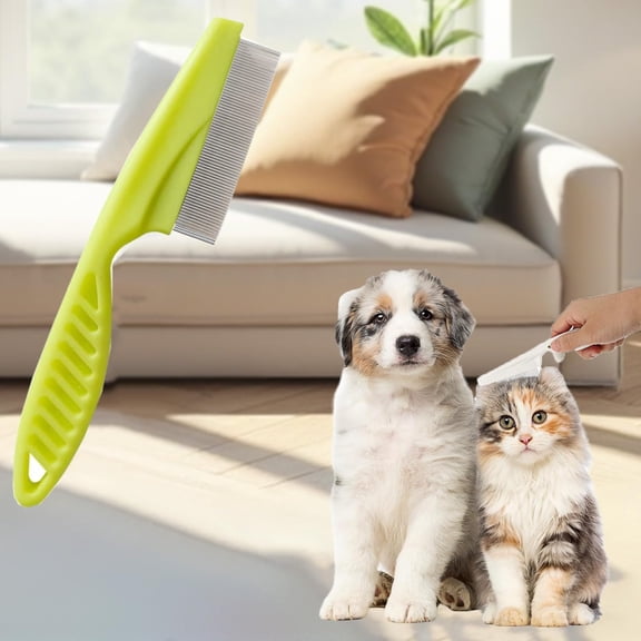 2-in-1 Multifunctional Stainless Steel Pet Grooming Comb,flea comb for dogs Cats,Pet face Hair Comb, Tear Stain Removal, and Dehairing Dogs and Cats' Face, Paws, and Body
