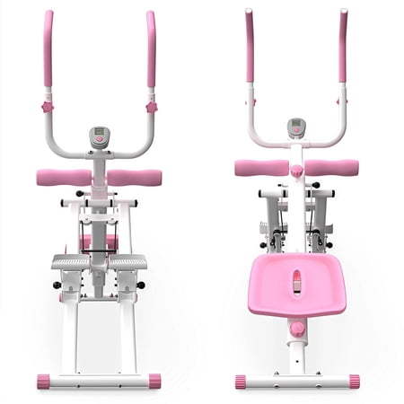 LuckyNote 2-in-1 Stair Stepper and Ab Machine, Multifunctional Stepper Exercise Equipment for Home Gym, 300 lbs, Pink