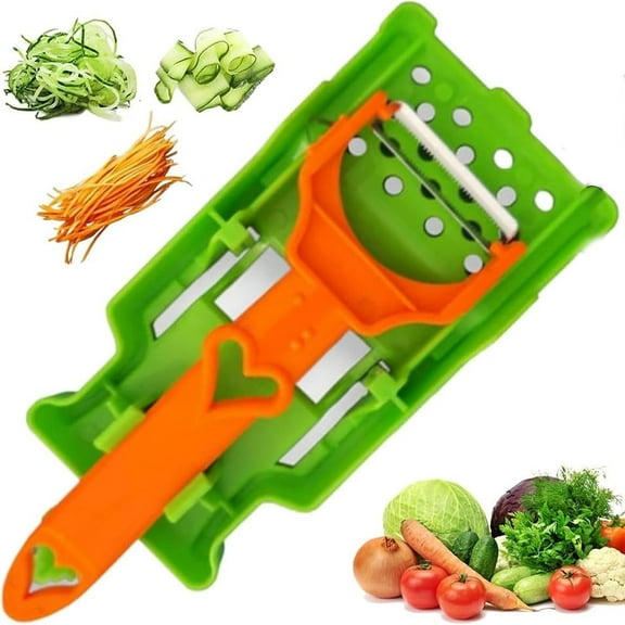 2-in-1 Multifunctional Vegetable Peeler & Julienne Slicer with Grating Plate – Potato, Carrot, Cucumber, Apple Peeler & Cutter – Multi-Purpose Kitchen Gadget for Fruits & Vegetables