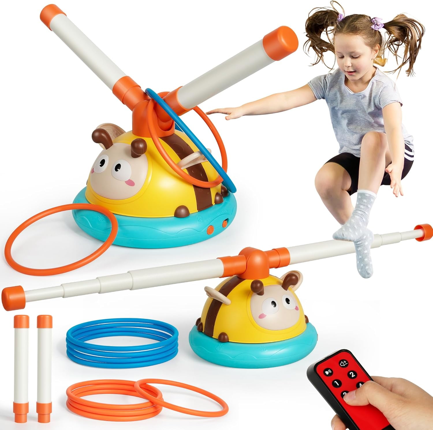 2-in-1 Musical Jump and Toss Ring Game Toy, Outdoor Toys for Kids Ages ...