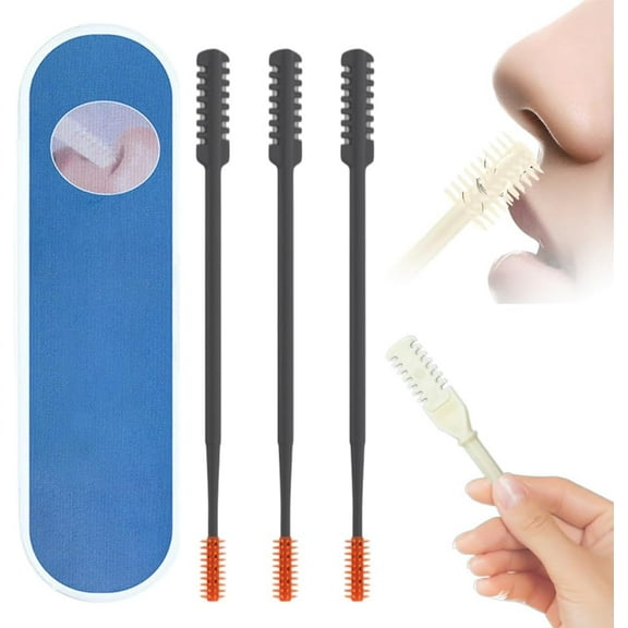 2-in-1 Nasal Hair Cutter, 2025 Upgraded Double Sided Nose Hair Knife, Rotating Nasal Hair Razor Cutter with Ear Picker for Women and Men, 360 Rotating Manual Nose Hair Trimmer