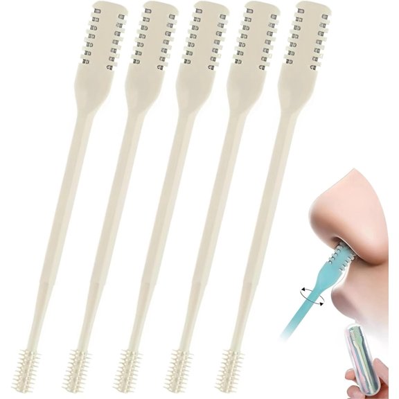 2-in-1 Nasal Hair Cutter, 2026 Upgrade Double Sided Nose Knife, 360° Rotating Manual Nose Hair Trimmer for Men and Women, Nostril Hair Remover Tool (Beige, 10pcs)
