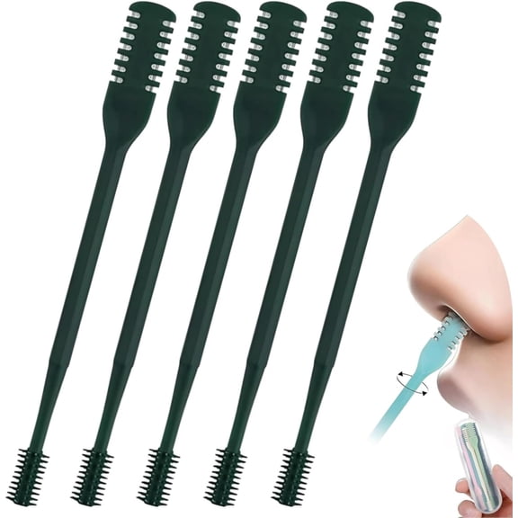 2-in-1 Nasal Hair Cutter, 2026 Upgrade Double Sided Nose Knife, 360° Rotating Manual Nose Hair Trimmer for Men and Women, Nostril Hair Remover Tool (Dark Green, 10pcs)
