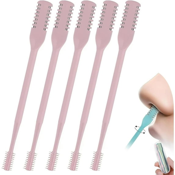2-in-1 Nasal Hair Cutter, 2026 Upgrade Double Sided Nose Knife, 360° Rotating Manual Nose Hair Trimmer for Men and Women, Nostril Hair Remover Tool (Pink, 20pcs)
