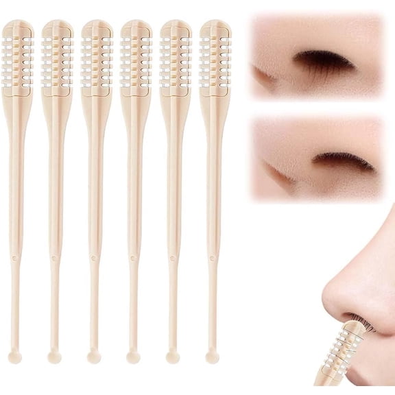 2-in-1 Nasal Hair Cutter, 2026 Upgraded Double Sided Nose Hair Knife, Portable Manual 360 Rotating Nose Hair Trimmer with for Women Men, Beige (6pcs)