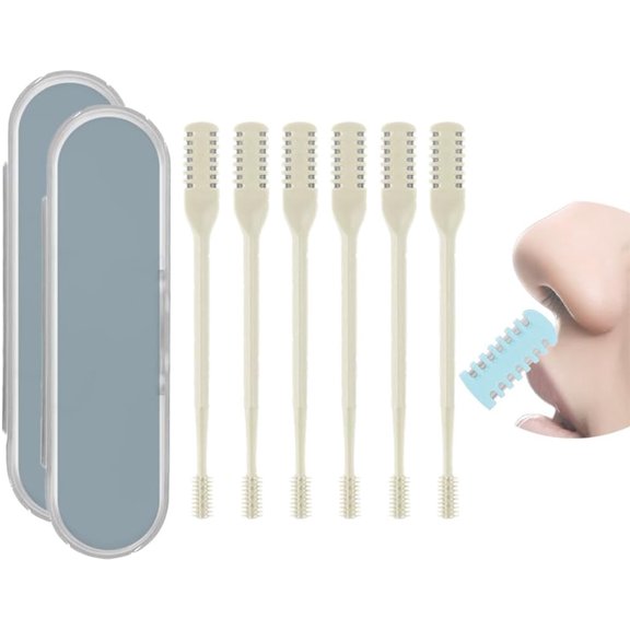 2 in 1 Nasal Hair Cutter, Double Sided Manual Nose Ear Hair Trimmer with 360° Rotating Head, Compact for Home & Travel